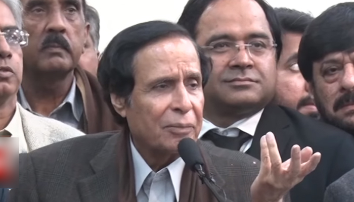 Ex-Punjab chief minister Chaudhry Parvez Elahi addresses an event in Lahore on January 26, 2023. — YouTube screengrab