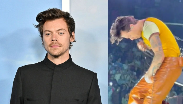 Harry Styles left embarrassed in front of childhood crush Jennifer Aniston as his pants split during LA concert