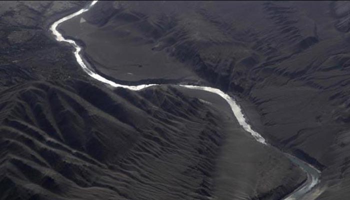 An undated photograph of an ariel view of the Indus river flowing through Ladakh, Jammu and Kashmir. — AFP/File