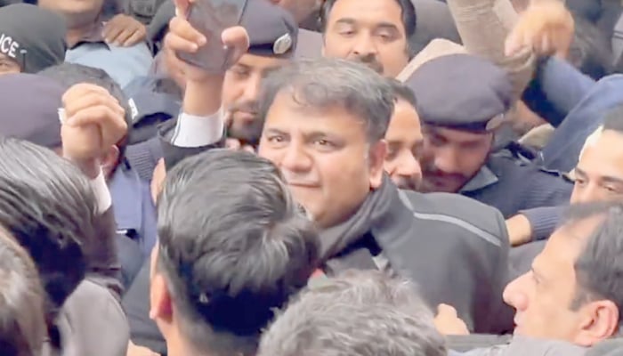 PTI Senior Vice President Fawad Chaudhry outside a court in Islamabad on January 28, 2023. — Twitter/@PTIofficial