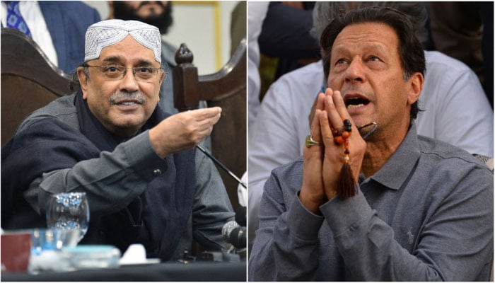 Pakistan Peoples’ Party (PPP) Co-Chairman Asif Ali Zardari (L) and Pakistan Tehreek-e-Insaf Chairman Imran Khan. — AFP/File
