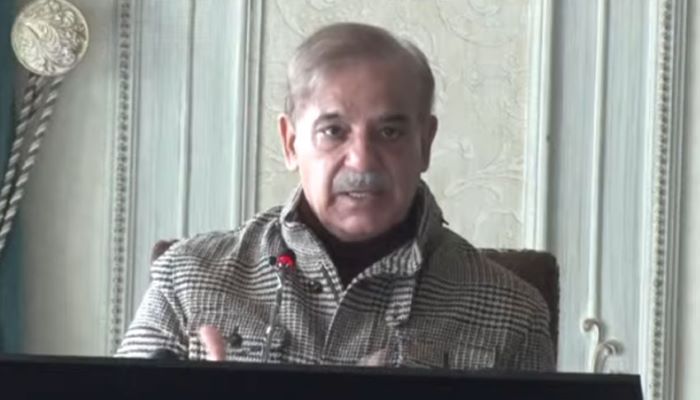 Prime Minister Shehbaz Sharif addressing the federal cabinet. — YouTube screengrab/GeoNews