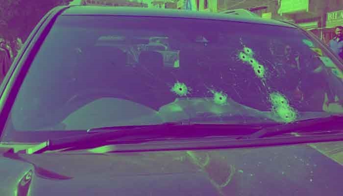 A screengrab showing the bullet-riddled vehicle businessman Mohammad Lakhani was travelling in.
