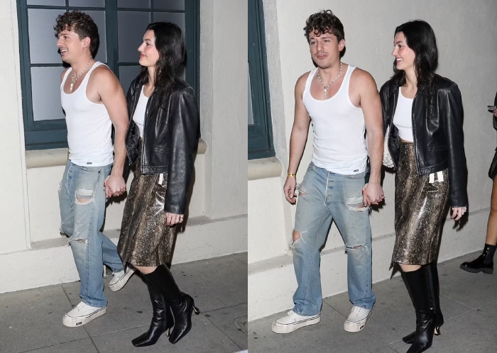 Charlie Puth and girlfriend Brooke Sansone look smitten as they hold hands at pre-Grammys party