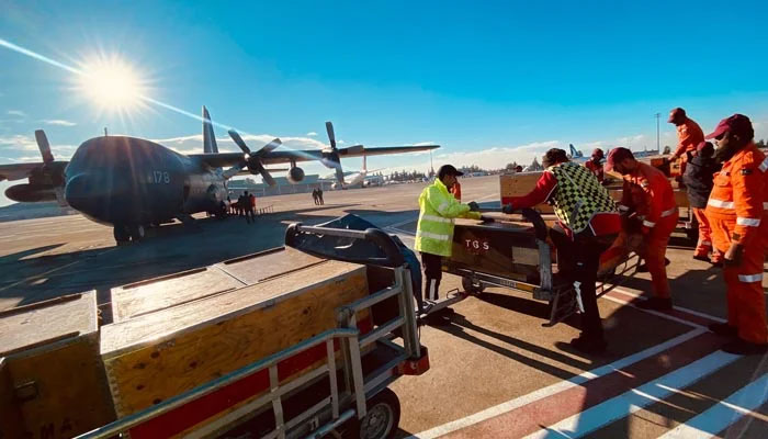PAF planes carrying rescue teams and relief goods land in Turkey on February 7, 2023. — PAF