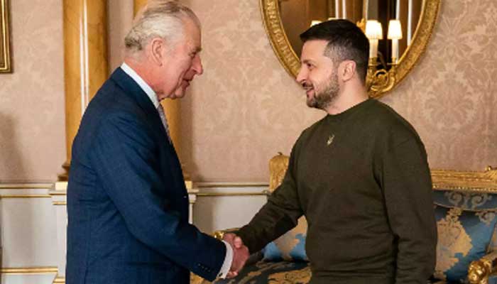 King Charles III welcomes Ukraines President Zelenskyy at Buckingham Palace