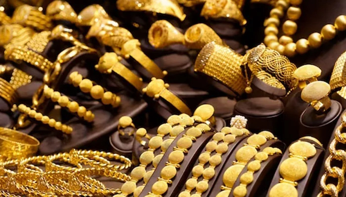 An undated image of gold jewellery being displayed in a jewellery store. — AFP/File
