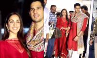 Sidharth-Kiara arrive Delhi after marriage: The couple distribute sweets to paparazzi