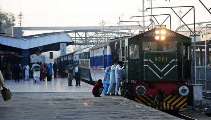 A representational image of a train stopped at a railway station in Pakistan. — AFP/File