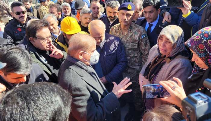 Prime Minister Shehbaz Sharif meets earthquake victims in Turkey on February 17, 2023. — Radio Pakistan