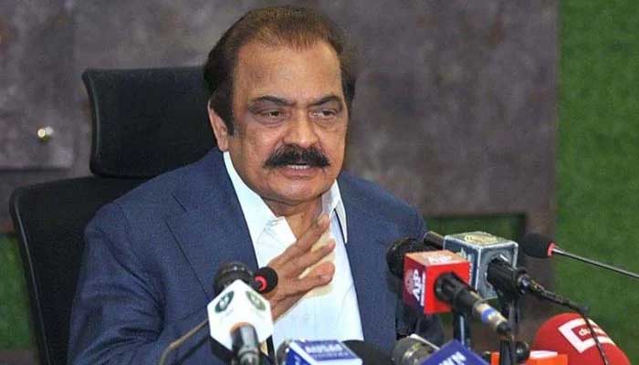 Interior Minister Rana Sanaullah speaks during a press conference. — APP/File