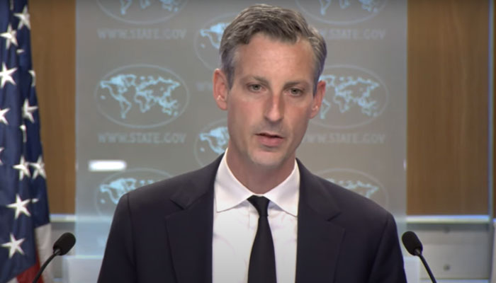 US State Department spokesman addressing a press briefing on February 23, 2023. Screengrab of a YouTube video.