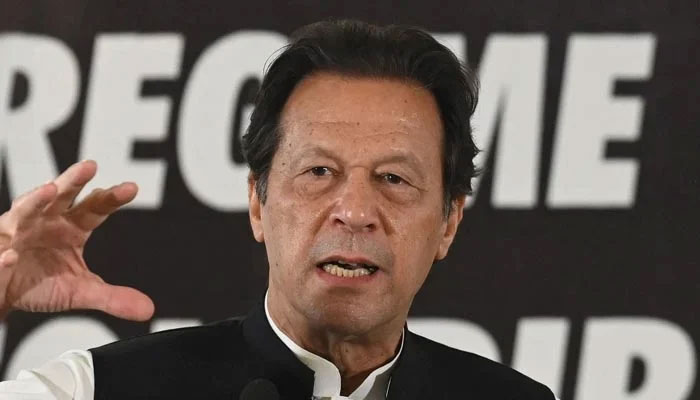 PTI Chairman Imran Khan gestures as he speaks during an event. — AFP/File
