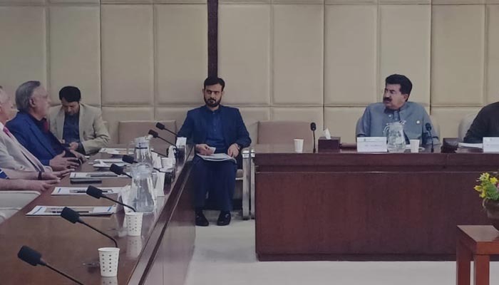Senate Chairman Sadiq Sanjrani chairs a special session of the Senate’s Business Advisory Committee on February 25, 2023, at the Parliament House. — Twitter/@SenatePakistan