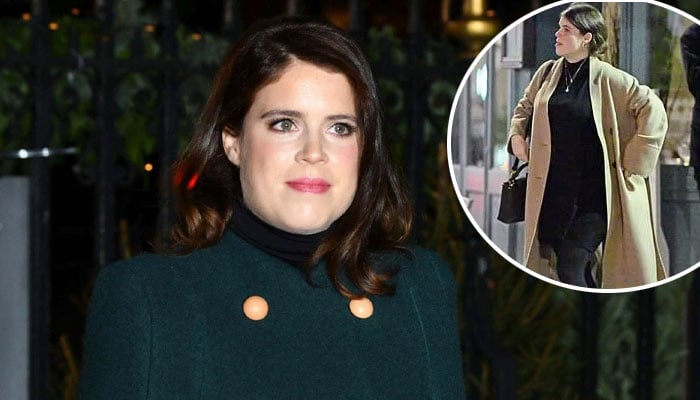 Princess Eugenie steps out in chic black dress, showing off her baby bump