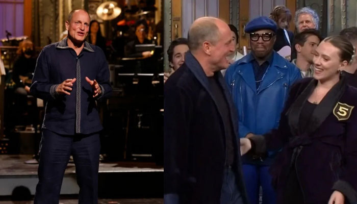 Woody Harrelson receives 'SNL's' Five-Timers Club membership and jacket  from Scarlett Johansson