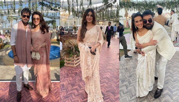A collage of pictures showing celebrities including Asad Siddiqi, Zara Noor, Kubra Khan, Iqra Aziz and Yasir Hussain. — Maliha Rehman/Instagram