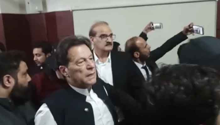 Imran Khan appears in court on February 28, 2023. — YouTube/GeoNews/Screengrab