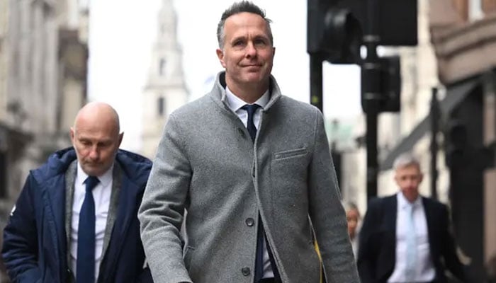 The former England cricket captain Michael Vaughan arrives to give evidence at the Cricket Discipline Commission hearing in London.