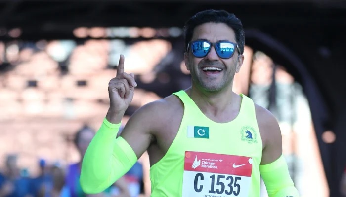 Pakistan-born Dr Salman Khan pictured during a marathon. — Courtesy Abbott World Marathon Majors website