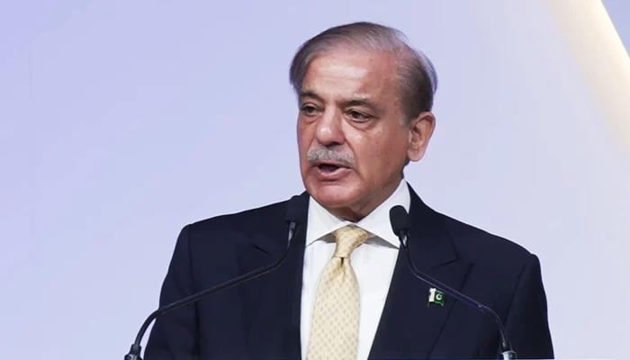 Prime Minister Shehbaz Sharif addressing the fifth United Nations Conference on the Least Developed Countries (LDC5) in Qatars capital Doha on March 6, 2023. — AFP/File