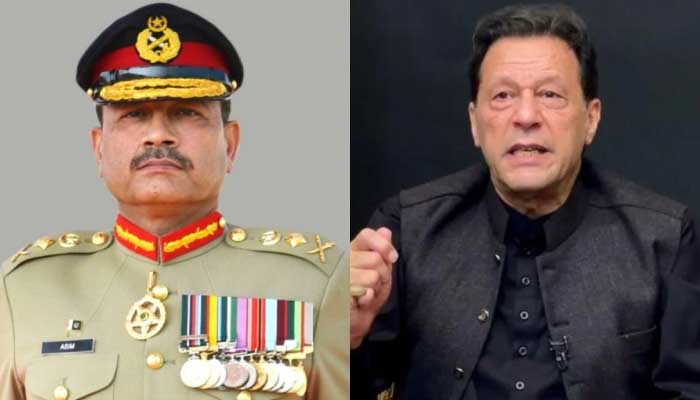 Chief of Army Staff General Asim Munir (left) and PTI Chairman Imran Khan. — ISPR/Twitter/@PTIofficial