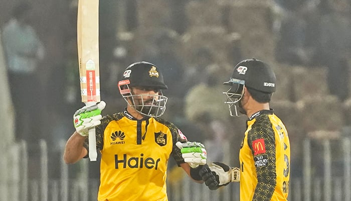 Babar Azam (left) and Saim Ayub in action during a match against Quetta Gladiators in Rawalpindi, on March 8, 2023. — PSL