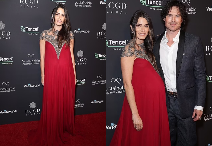 Nikki Reed displays baby bump at pre-Oscars party with husband Ian Somerhalder