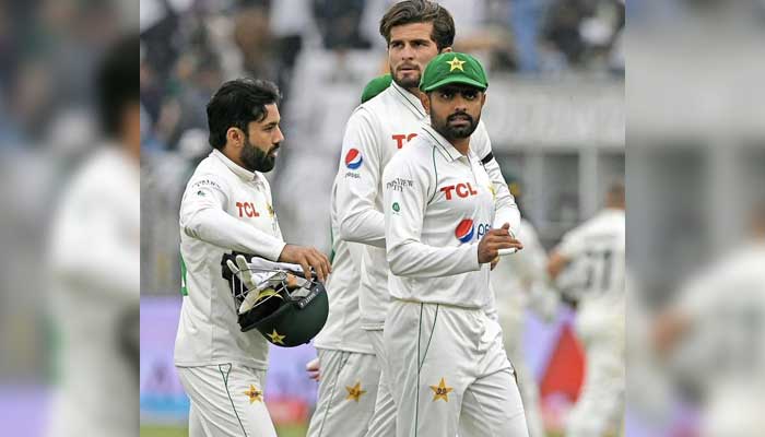 Wicketkeeper batsman Mohammad Rizwan (left), fast bowler Shaheen Shah Afridi, and captain Babar Azam.  — Twitter/@iShaheenAfridi