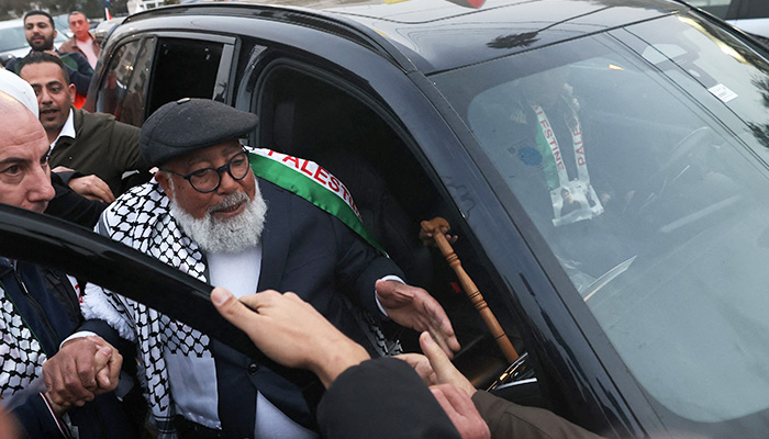 83-year-old Palestinian prisoner Fuad Shubaki arrives to visit the tomb of late Palestinian leader Yasser Arafat in the West Bank city of Ramallah on March 13, 2023. — AFP