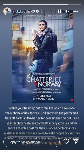 Vicky Kaushal, Katrina Kaif praise Rani Mukerji in 'Mrs.  Chatterjee Vs Norway'
