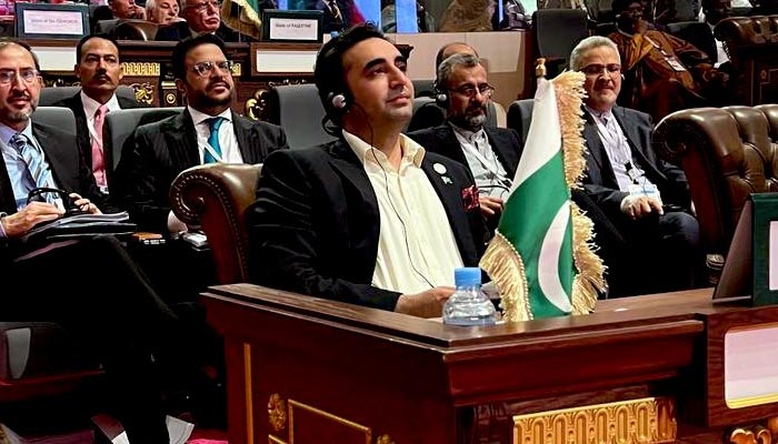 Foreign Minister Bilawal Bhutto-Zardari attends the 49th Session of the OIC Council of Foreign Ministers (CFM) in Nouakchott, Mauritania on March 16, 2023. — Twitter/@BBhuttoZardari