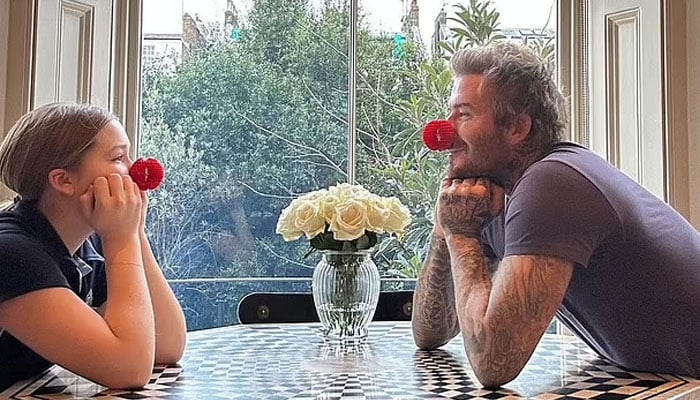 David Beckham, daughter Harper wear matching red noses for Comic Relief 2023
