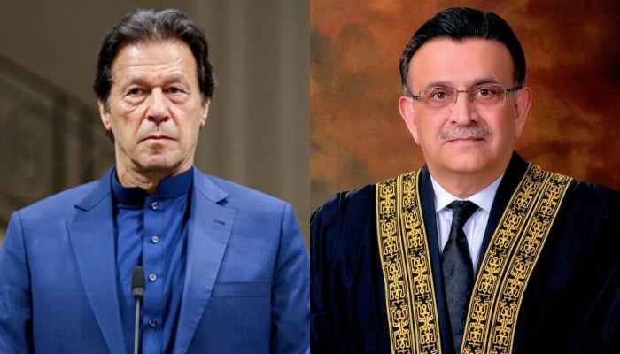 PTI Chairman Imran Khan (left) and CJP Umar Ata Bandial. — AFP/SC/File