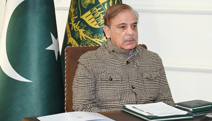 Prime Minister Muhammad Shehbaz Sharif chairs a meeting on the availability and pricing of essential food items in Islamabad on February 13, 2023. — APP