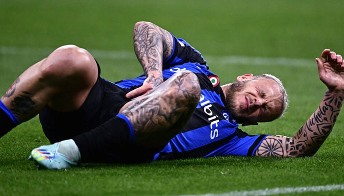 Federico Dimarco was injured playing for Inter against Juventus. AFP