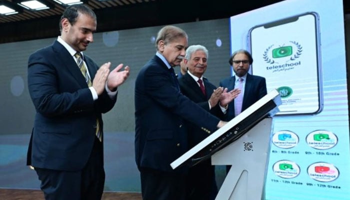 Prime Minister Shehbaz Sharif inaugurates Teleschool Pakistan App on March 21. — APP