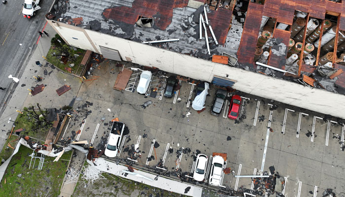 A tornado tore through a southern California city on March 22, 2023.— Twitter