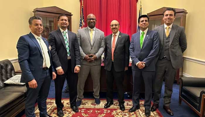 Pakistans Ambassador to the US, Masood Khan while meeting with the US delegation on March 22, 2023. — Radio Pakistan