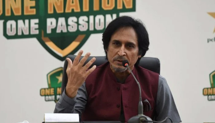 Former PCB chairman Ramiz Raja addresses a press conference in this undated photo. — AFP/File