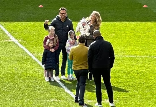 Ryan Reynolds, Blake Lively pose for heartwarming family photos at Wrexham AFC stadium