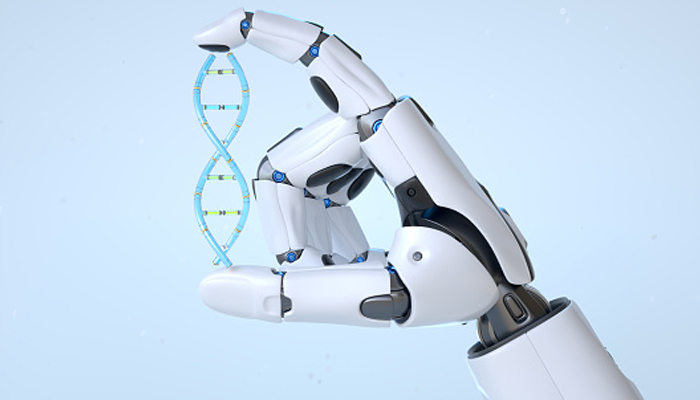 A representational image of a robot hand showing a DNA sample. — Unsplash/File