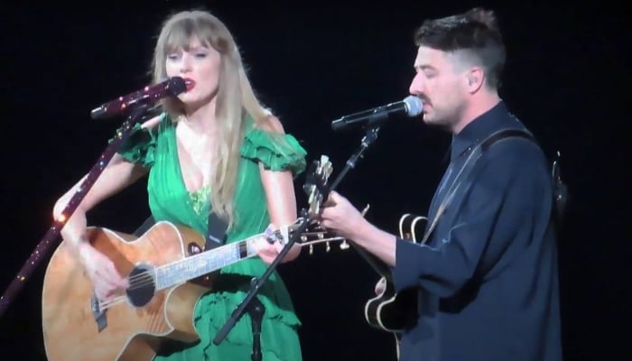 Taylor Swift joins Marcus Mumford on ‘Cowboy Like Me’ live performance during Vegas gig