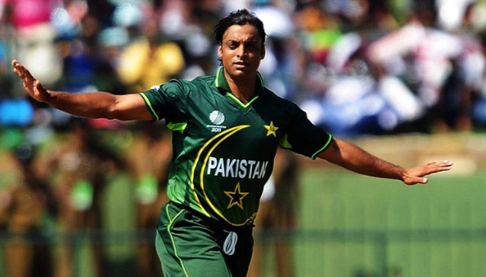 Shoaib Akhtar celebrates dismissing New Zealand batsman Brendon McCullum during a 2011 World Cup group match between Pakistan and New Zealand in Pallekele on March 8, 2011. — AFP/File