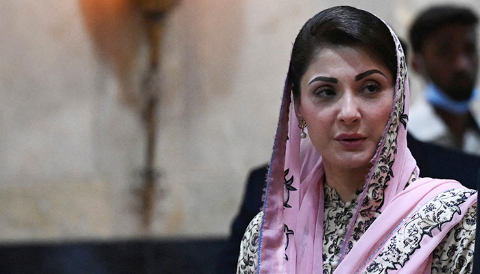 PML-N Senior Vice President Maryam Nawaz arrives to address a press conference in Islamabad on July 25, 2022. — AFP