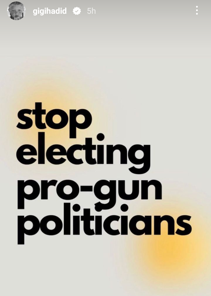 Gigi Hadid raises her voice against pro-gun politicians