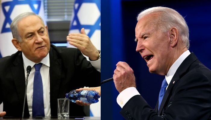 Image shows a combination of images of Israeli PM Benjamin Netanyahu and US President Joe Biden.— AFP/file