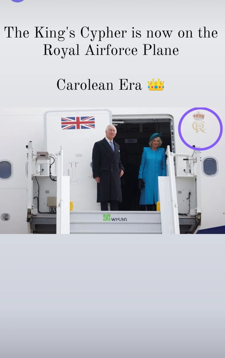 Kings Cypher spotted on Royal Air Force plane as Charles arrives in Germany