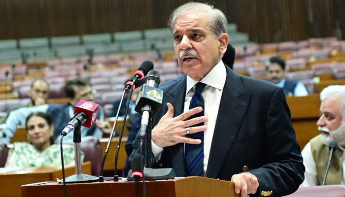 Prime Minister Shehbaz Sharif the National Assembly session on March 28, 2023. APP