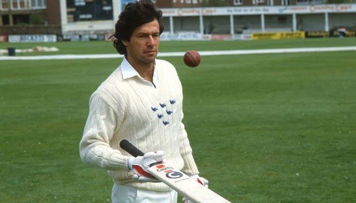 Imran Khan pictured in his Sussex cricket whites around 1982 — Sussex